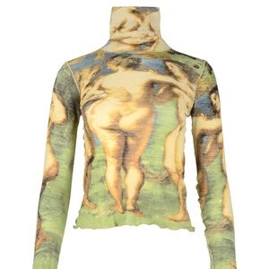 Jean Paul Gaultier Statue Print Turtleneck Sz S